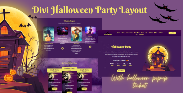 Divi Halloween Responsive Party Layout on Divi Cake