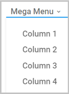 The mega menu initially features four sub-menus below it.