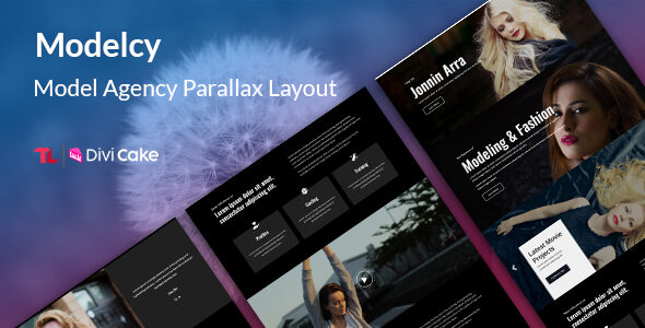Modelcy – Model Agency Parallax Layout on Divi Cake