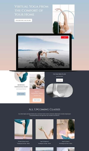 Free Online Yoga Landing Page Divi Layout for WordPress in 2024