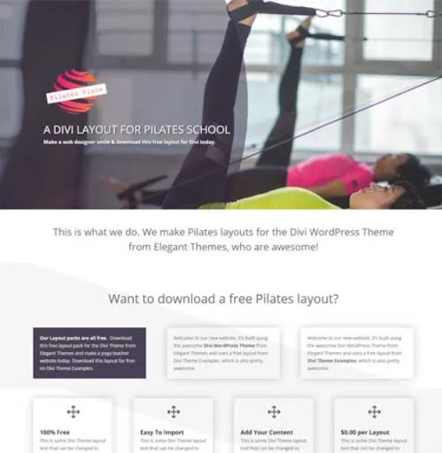 Pilates/Yoga Divi Layout for WordPress in 2024