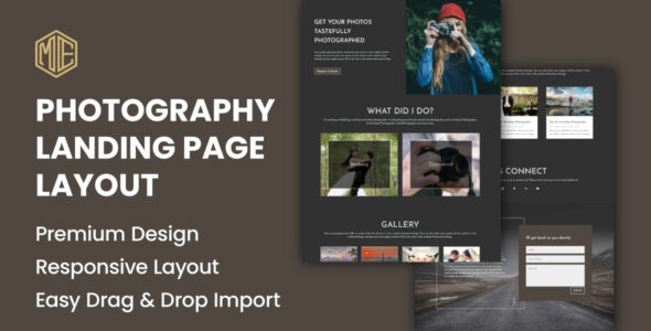Divi Photography Landing Page Layout on Divi Cake