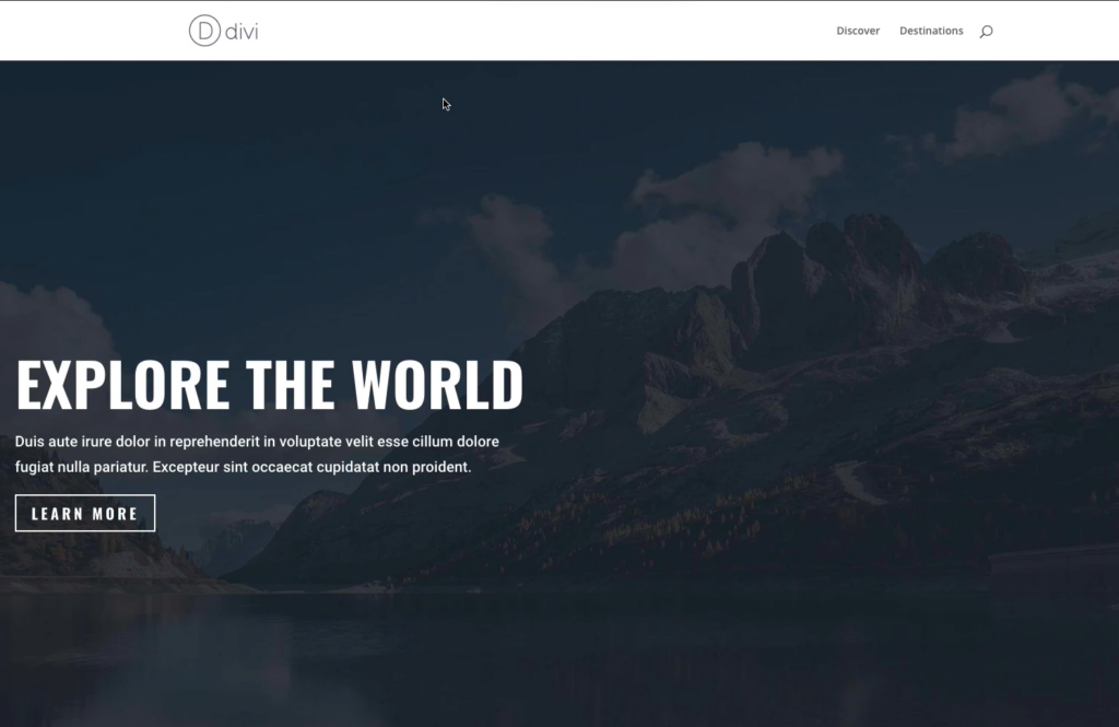 Showcasing header menu on the Divi’s one-page website’s homepage