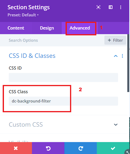 Assigning a Custom CSS Class to the Section