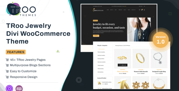 TRoo Jewelry Divi WooCommerce Child Theme on Divi Cake
