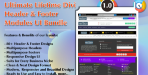 Ultimate Lifetime Divi Header & Footer Modules UI Bundle on Divi Cake