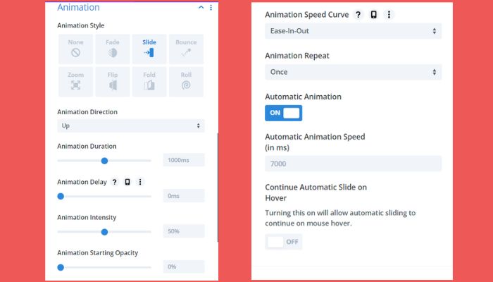 Toggling Divi Slider’s Animation Features: Style, Duration, Delay, Intensity, Automatic Animation 