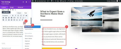Divi AI helps with writing SEO content to improve WordPress SEO