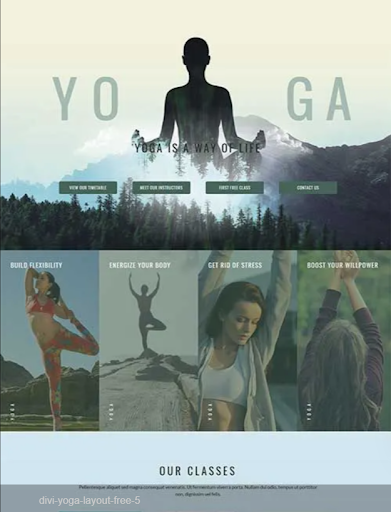 Yoga Studio 1 Page Divi Layout for WordPress in 2024