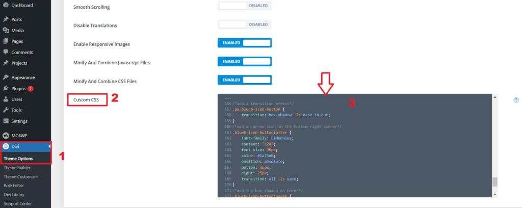  By inserting CSS code in the Divi Dashboard, you can tailor the design and behavior of your website components to meet your specific preferences and requirements
