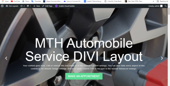 Automobile Repair Shop Home Page Layout By Mini-Tools-Hub on Divi Cake