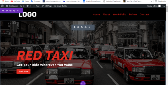 TAXI BOOKING HOME PAGE LAYOUT BY MTH on Divi Cake
