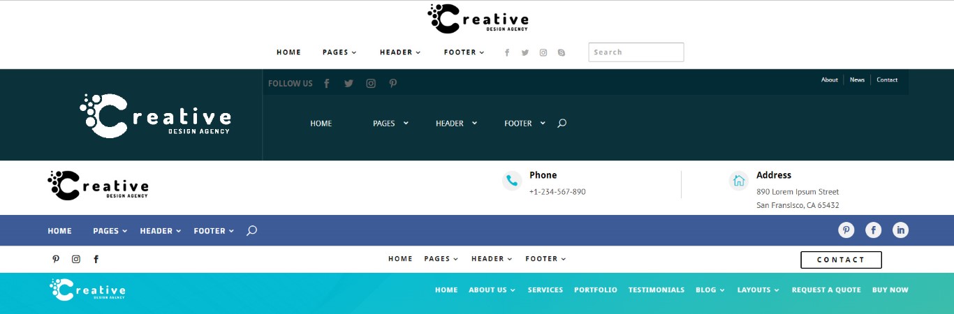 divi 4 header layouts classic agency