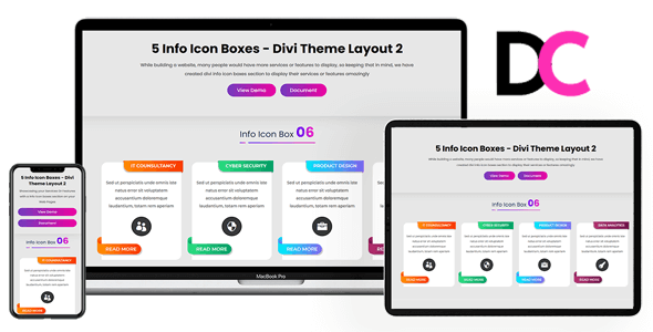 Info Icon Boxes – Divi Theme Layout 2 on Divi Cake