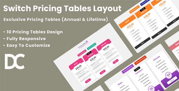 Divi Switch Pricing Tables Layout 3 on Divi Cake