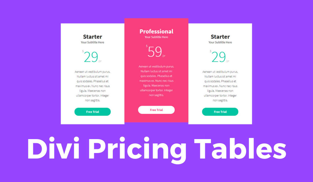 A look at the Divi pricing tables module