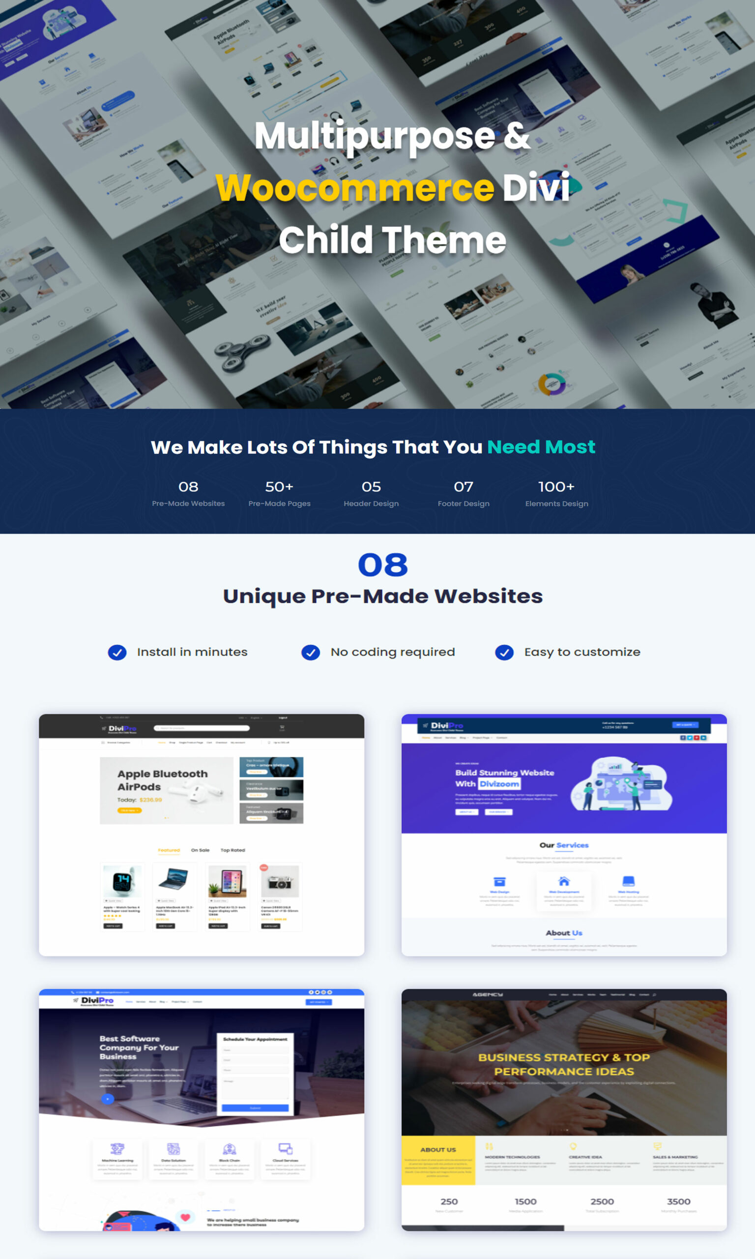 Divipro multipupose and woocommerce divi child theme