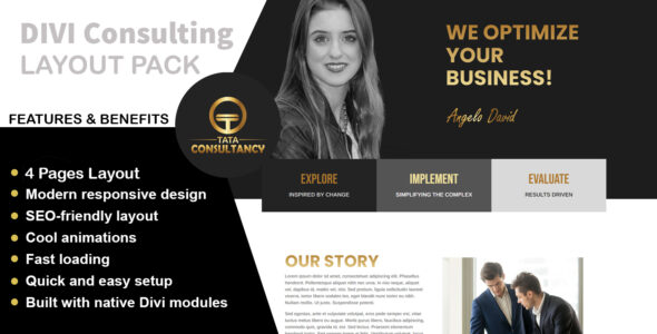 Divi Tata Consulting Layout Pack on Divi Cake