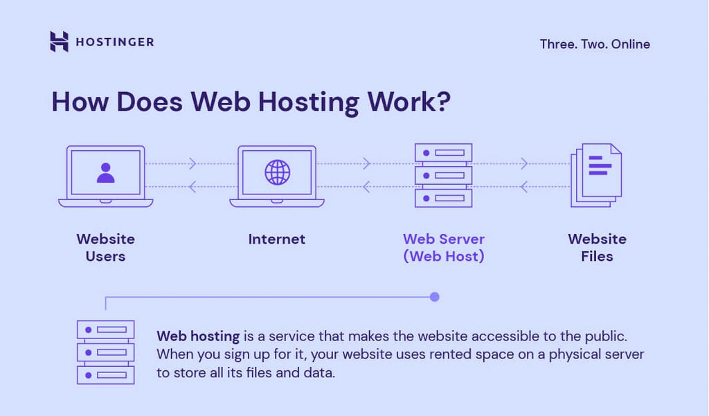 Web hosting service for website storage and access