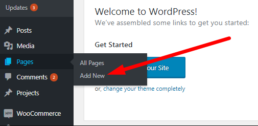 Adding a new page to the Divi website from a WordPress Dashboard