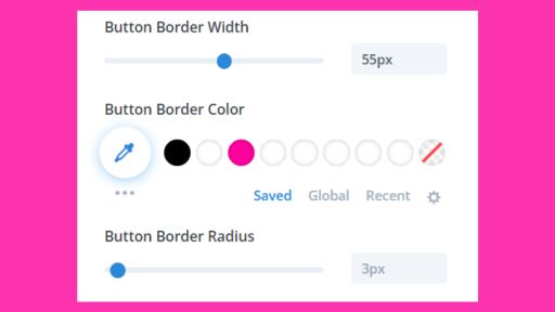 Adjust button border width, color, and radius in Divi Slider