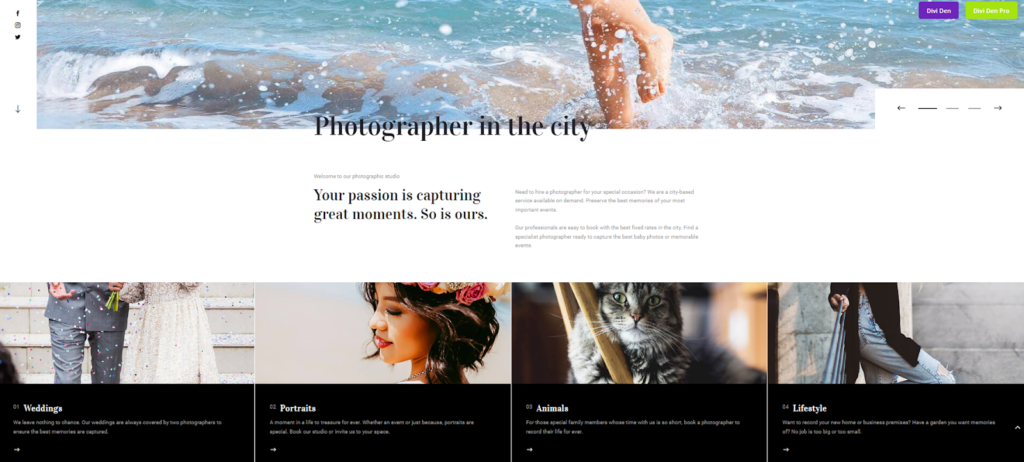 Photographer Homepage Layout Free Divi Layout