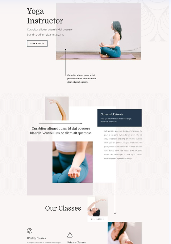 Yoga Instructor Landing Page Divi Layout for WordPress in 2024