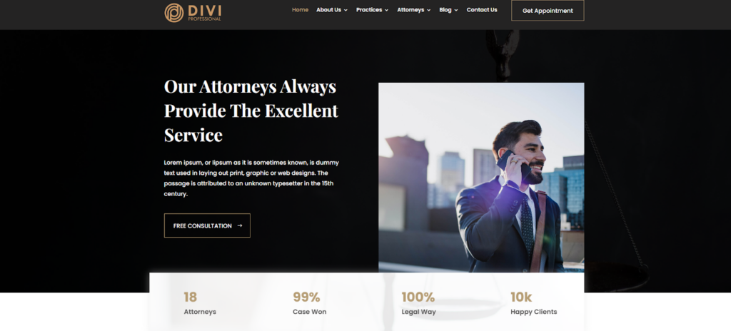 Divi Lawyer and Law Firm Layout Pack for Divi Websites  
