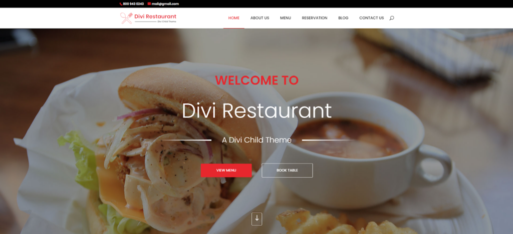 Divi Restaurant, a pre-made premium Divi Child Theme for food websites to showcase your restaurant’s menu, ambiance, and branding effectively.