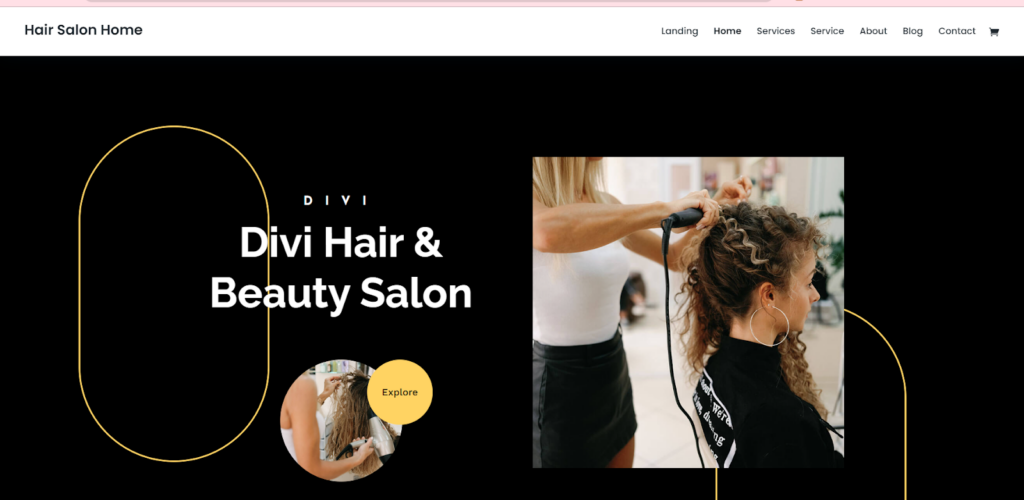 Hair Salon Home Page Divi Layout, a pre-made premium Pack for Spa and Wellness Websites to find information about spa services.