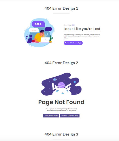 404 Error Page Designs, a premade Divi Layout to address website errors for a WooCommerce website