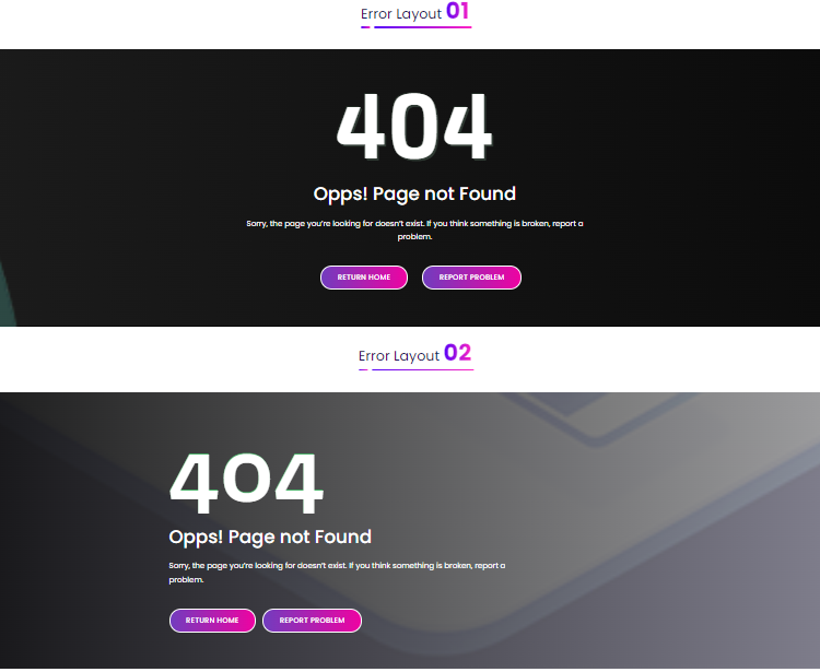 Divi 404 Error Page Layout Bundle, a premade Divi Layout to address website errors for a WooCommerce website