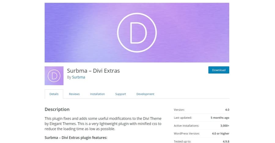 Surbma – Divi Extras Free Divi Plugin for your Divi Website