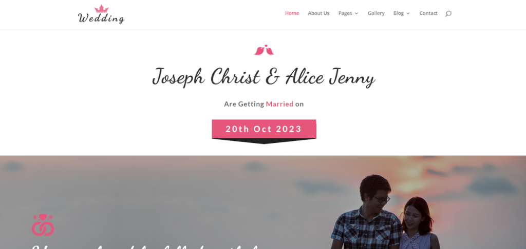 Wedding - Divi Child Theme, a premade Divi Child Theme for couples, wedding planners, and bridal businesses for a WooCommerce website