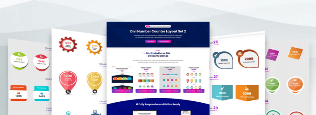 Divi Number Counter Set 2 to showcase numerical information on your website
