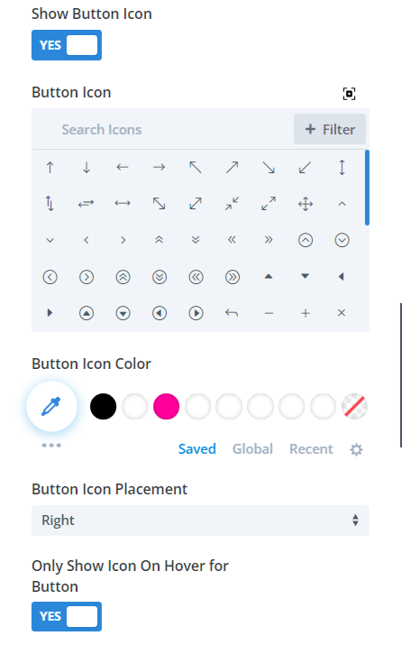 Icon Placement Option in Divi Slider Module